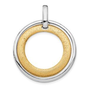 Sterling Silver & 24k Gold Tone Plated Bent Circle Pendant, 30 x 37mm